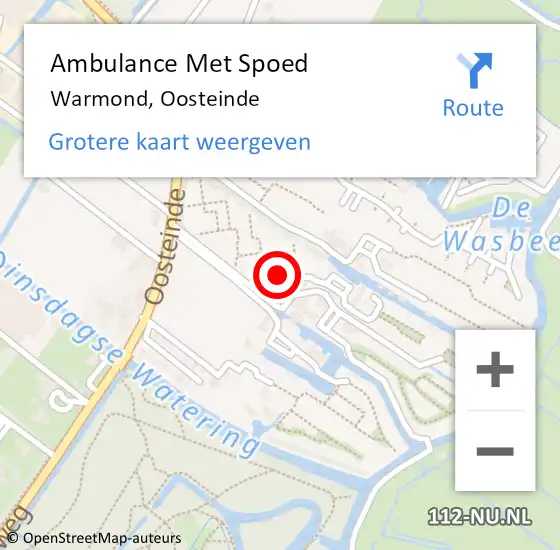 Locatie op kaart van de 112 melding: Ambulance Met Spoed Naar Warmond, Oosteinde op 11 augustus 2023 12:12
