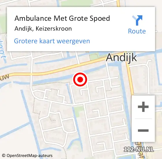 Locatie op kaart van de 112 melding: Ambulance Met Grote Spoed Naar Andijk, Keizerskroon op 11 augustus 2023 12:47