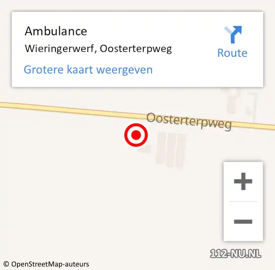 Locatie op kaart van de 112 melding: Ambulance Wieringerwerf, Oosterterpweg op 11 augustus 2023 12:52