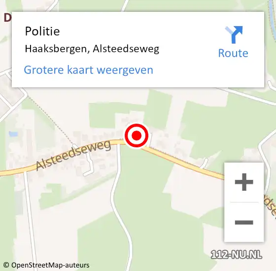 Locatie op kaart van de 112 melding: Politie Haaksbergen, Alsteedseweg op 11 augustus 2023 12:54