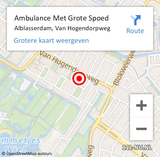 Locatie op kaart van de 112 melding: Ambulance Met Grote Spoed Naar Alblasserdam, Van Hogendorpweg op 11 augustus 2023 13:29