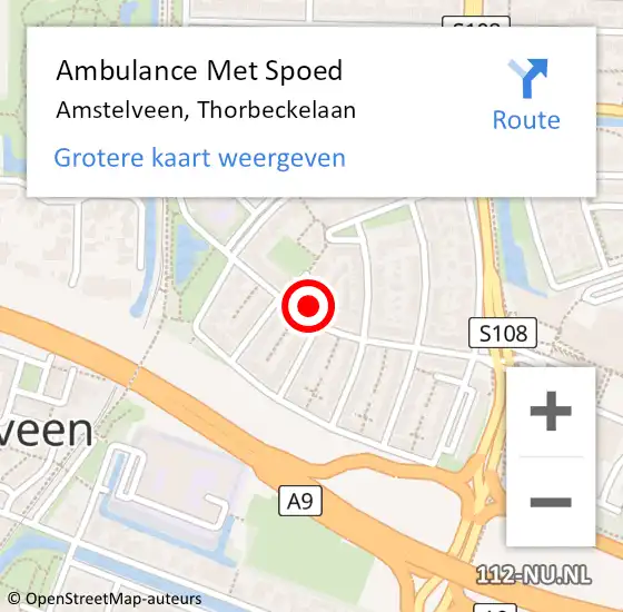 Locatie op kaart van de 112 melding: Ambulance Met Spoed Naar Amstelveen, Thorbeckelaan op 11 augustus 2023 13:46