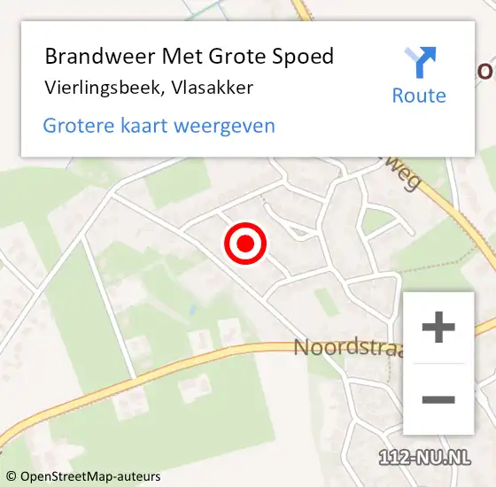 Locatie op kaart van de 112 melding: Brandweer Met Grote Spoed Naar Vierlingsbeek, Vlasakker op 11 augustus 2023 13:47