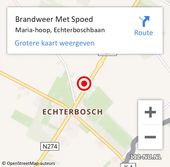 Locatie op kaart van de 112 melding: Brandweer Met Spoed Naar Maria-hoop, Echterboschbaan op 11 augustus 2023 13:52