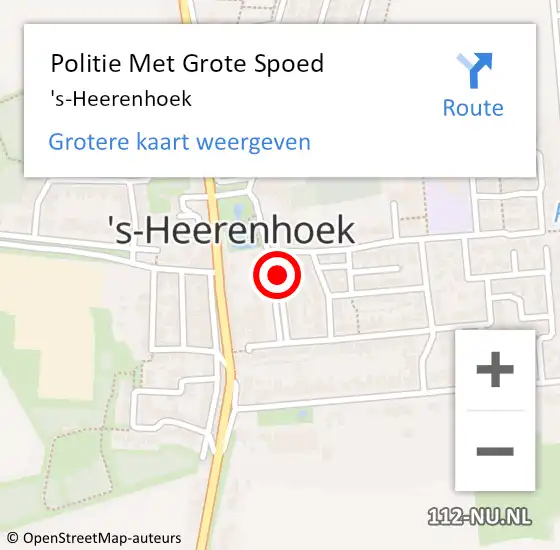 Locatie op kaart van de 112 melding: Politie Met Grote Spoed Naar 's-Heerenhoek op 11 augustus 2023 13:54