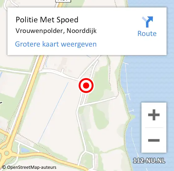 Locatie op kaart van de 112 melding: Politie Met Spoed Naar Vrouwenpolder, Noorddijk op 11 augustus 2023 13:56