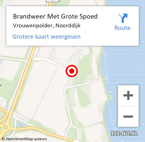 Locatie op kaart van de 112 melding: Brandweer Met Grote Spoed Naar Vrouwenpolder, Noorddijk op 11 augustus 2023 13:56