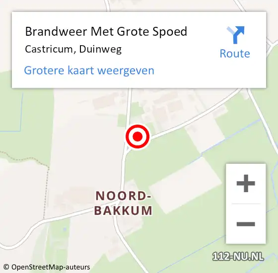 Locatie op kaart van de 112 melding: Brandweer Met Grote Spoed Naar Castricum, Duinweg op 11 augustus 2023 14:00