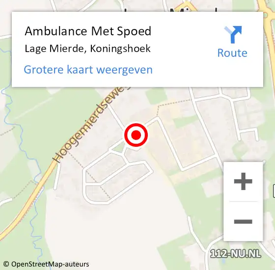 Locatie op kaart van de 112 melding: Ambulance Met Spoed Naar Lage Mierde, Koningshoek op 4 september 2014 14:06