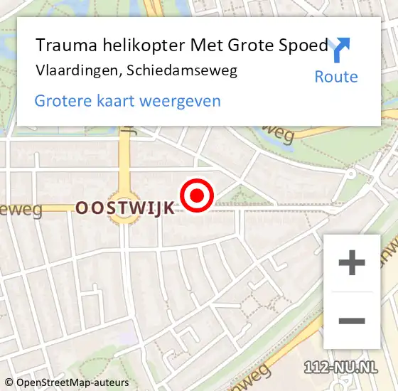 Locatie op kaart van de 112 melding: Trauma helikopter Met Grote Spoed Naar Vlaardingen, Schiedamseweg op 11 augustus 2023 14:28