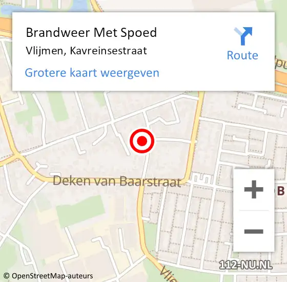 Locatie op kaart van de 112 melding: Brandweer Met Spoed Naar Vlijmen, Kavreinsestraat op 11 augustus 2023 14:40