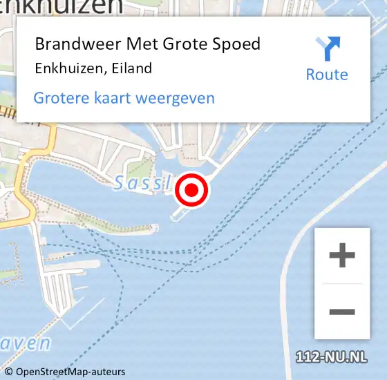 Locatie op kaart van de 112 melding: Brandweer Met Grote Spoed Naar Enkhuizen, Eiland op 11 augustus 2023 14:46