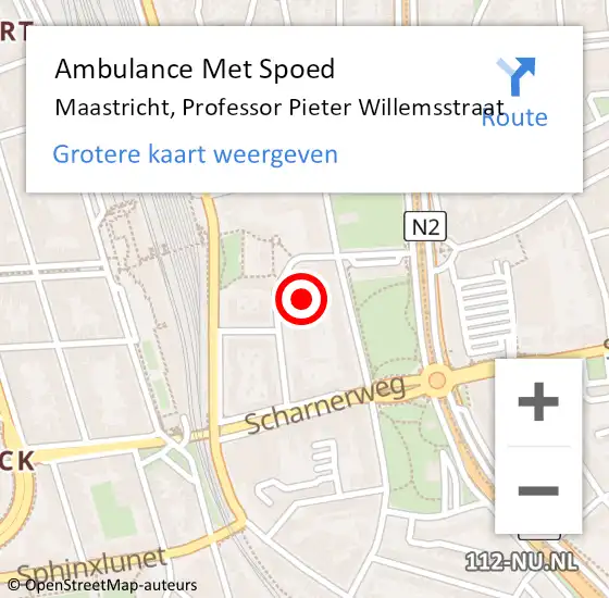 Locatie op kaart van de 112 melding: Ambulance Met Spoed Naar Maastricht, Professor Pieter Willemsstraat op 11 augustus 2023 15:04