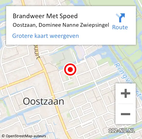 Locatie op kaart van de 112 melding: Brandweer Met Spoed Naar Oostzaan, Dominee Nanne Zwiepsingel op 11 augustus 2023 15:09