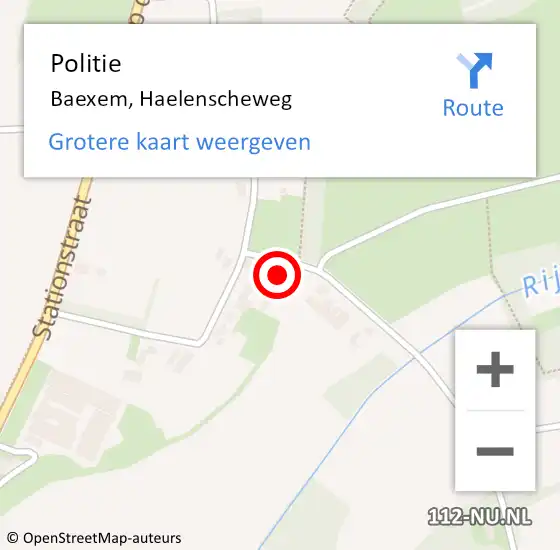 Locatie op kaart van de 112 melding: Politie Baexem, Haelenscheweg op 11 augustus 2023 15:12