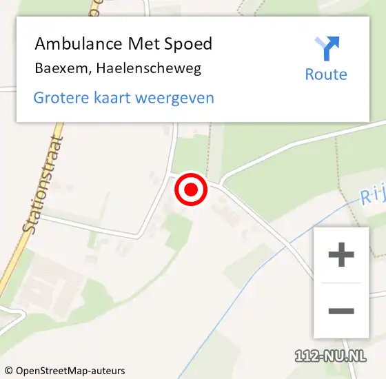 Locatie op kaart van de 112 melding: Ambulance Met Spoed Naar Baexem, Haelenscheweg op 11 augustus 2023 15:14