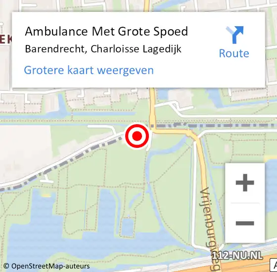 Locatie op kaart van de 112 melding: Ambulance Met Grote Spoed Naar Barendrecht, Charloisse Lagedijk op 11 augustus 2023 15:31