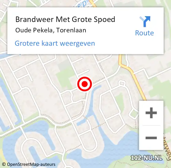 Locatie op kaart van de 112 melding: Brandweer Met Grote Spoed Naar Oude Pekela, Torenlaan op 11 augustus 2023 15:33