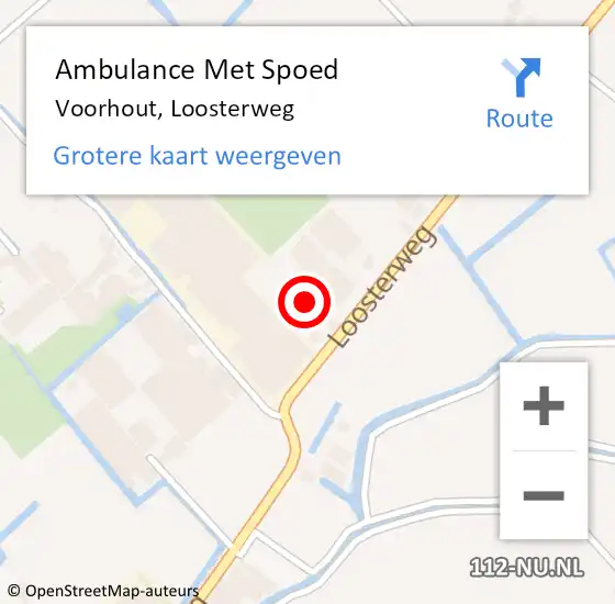 Locatie op kaart van de 112 melding: Ambulance Met Spoed Naar Voorhout, Loosterweg op 11 augustus 2023 15:42