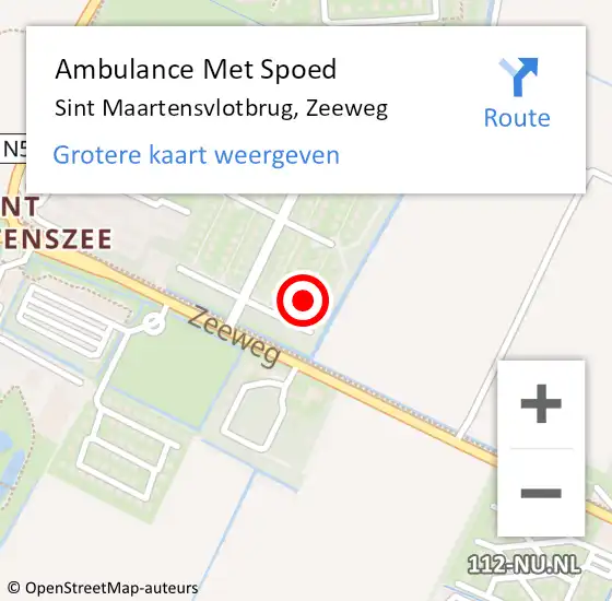 Locatie op kaart van de 112 melding: Ambulance Met Spoed Naar Sint Maartensvlotbrug, Zeeweg op 11 augustus 2023 15:44