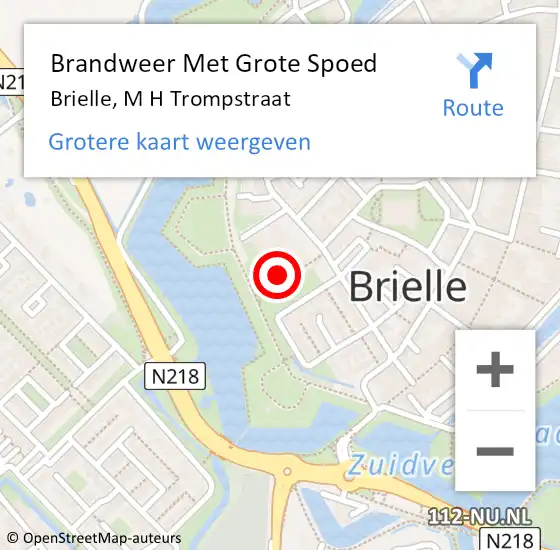 Locatie op kaart van de 112 melding: Brandweer Met Grote Spoed Naar Brielle, M H Trompstraat op 11 augustus 2023 15:51