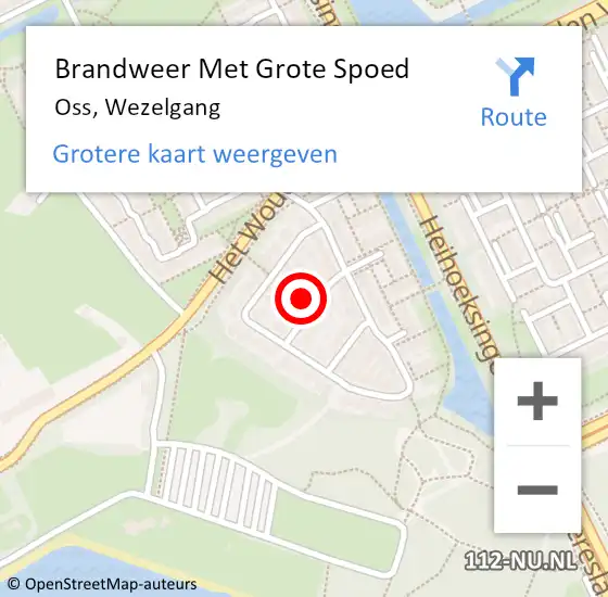 Locatie op kaart van de 112 melding: Brandweer Met Grote Spoed Naar Oss, Wezelgang op 11 augustus 2023 16:03