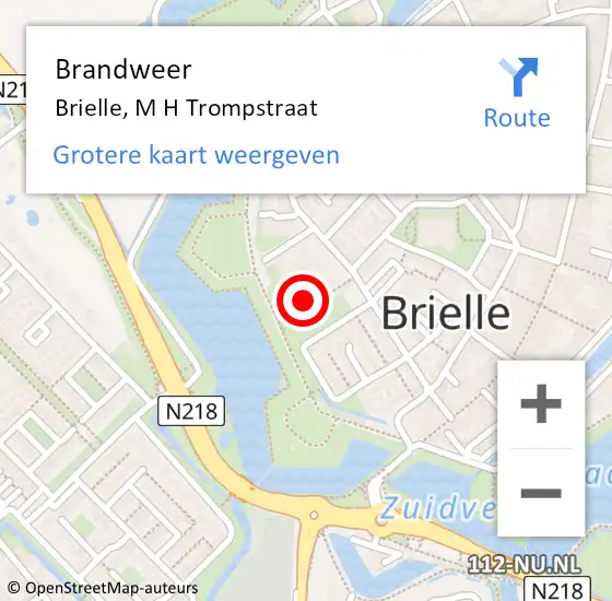 Locatie op kaart van de 112 melding: Brandweer Brielle, M H Trompstraat op 11 augustus 2023 16:16