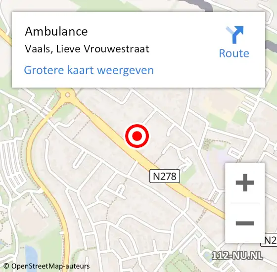 Locatie op kaart van de 112 melding: Ambulance Vaals, Lieve Vrouwestraat op 4 september 2014 14:22