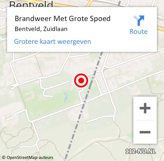 Locatie op kaart van de 112 melding: Brandweer Met Grote Spoed Naar Bentveld, Zuidlaan op 11 augustus 2023 16:18