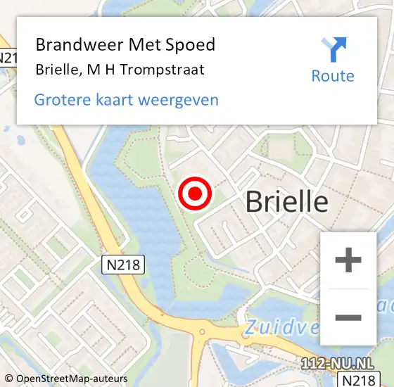 Locatie op kaart van de 112 melding: Brandweer Met Spoed Naar Brielle, M H Trompstraat op 11 augustus 2023 16:32