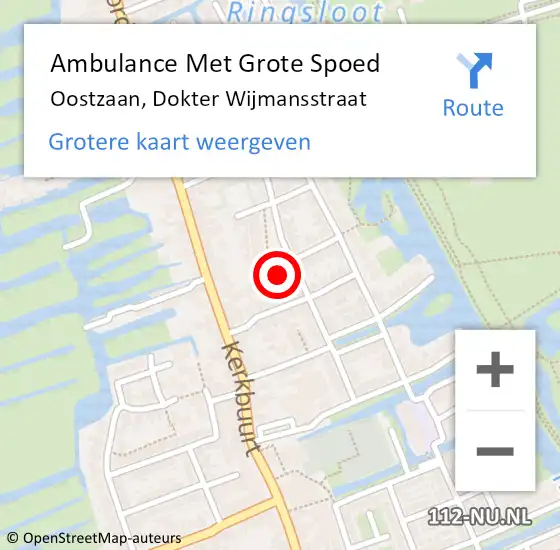 Locatie op kaart van de 112 melding: Ambulance Met Grote Spoed Naar Oostzaan, Dokter Wijmansstraat op 11 augustus 2023 16:57