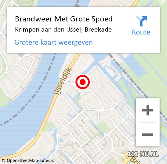 Locatie op kaart van de 112 melding: Brandweer Met Grote Spoed Naar Krimpen aan den IJssel, Breekade op 11 augustus 2023 17:21