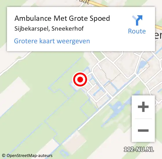 Locatie op kaart van de 112 melding: Ambulance Met Grote Spoed Naar Sijbekarspel, Sneekerhof op 11 augustus 2023 17:52