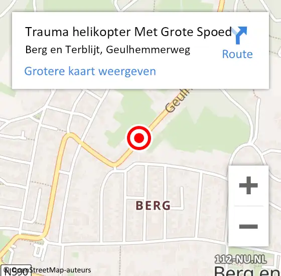 Locatie op kaart van de 112 melding: Trauma helikopter Met Grote Spoed Naar Berg en Terblijt, Geulhemmerweg op 11 augustus 2023 18:07