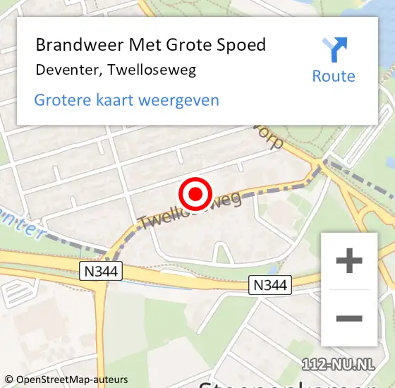 Locatie op kaart van de 112 melding: Brandweer Met Grote Spoed Naar Deventer, Twelloseweg op 13 oktober 2013 15:12