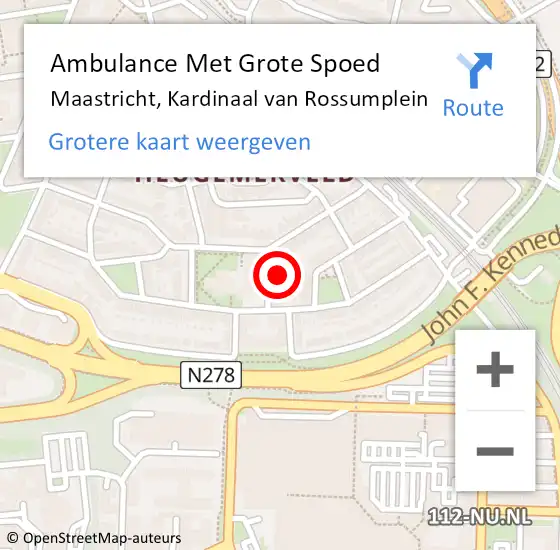 Locatie op kaart van de 112 melding: Ambulance Met Grote Spoed Naar Maastricht, Kardinaal van Rossumplein op 11 augustus 2023 18:40