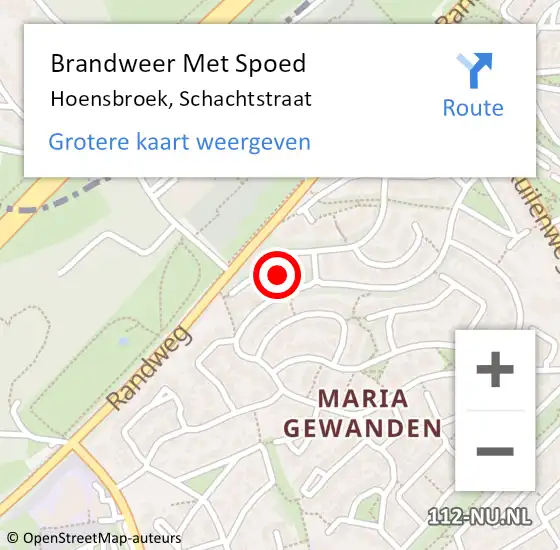 Locatie op kaart van de 112 melding: Brandweer Met Spoed Naar Hoensbroek, Schachtstraat op 11 augustus 2023 18:45