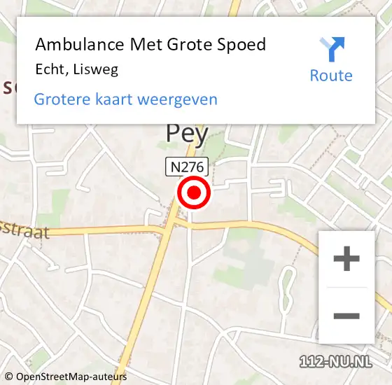 Locatie op kaart van de 112 melding: Ambulance Met Grote Spoed Naar Echt, Lisweg op 11 augustus 2023 18:46