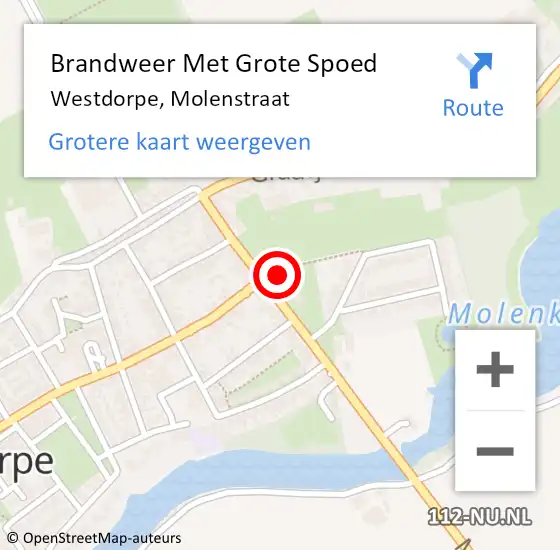 Locatie op kaart van de 112 melding: Brandweer Met Grote Spoed Naar Westdorpe, Molenstraat op 11 augustus 2023 18:50