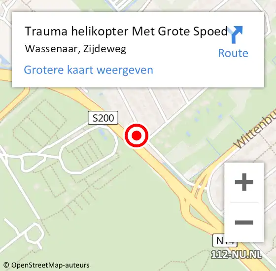 Locatie op kaart van de 112 melding: Trauma helikopter Met Grote Spoed Naar Wassenaar, Zijdeweg op 11 augustus 2023 18:54