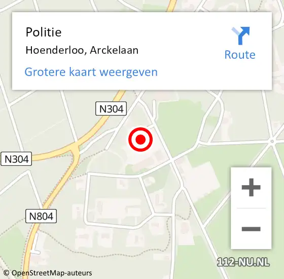 Locatie op kaart van de 112 melding: Politie Hoenderloo, Arckelaan op 11 augustus 2023 19:23