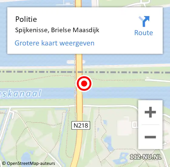 Locatie op kaart van de 112 melding: Politie Geervliet, Brielse Maasdijk op 11 augustus 2023 19:30