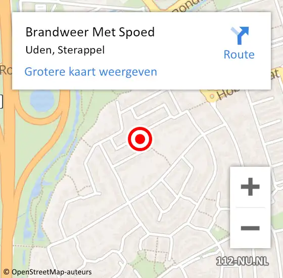 Locatie op kaart van de 112 melding: Brandweer Met Spoed Naar Uden, Sterappel op 11 augustus 2023 19:36