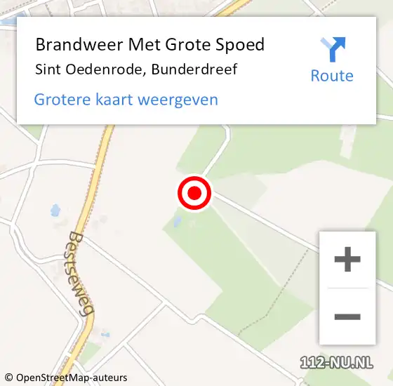 Locatie op kaart van de 112 melding: Brandweer Met Grote Spoed Naar Sint Oedenrode, Bunderdreef op 11 augustus 2023 19:39