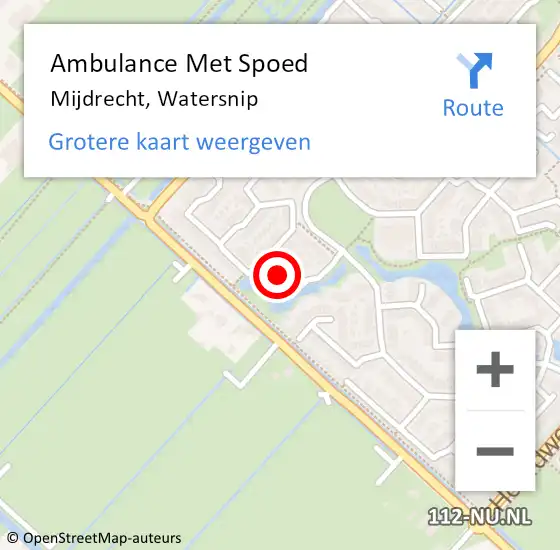 Locatie op kaart van de 112 melding: Ambulance Met Spoed Naar Mijdrecht, Watersnip op 11 augustus 2023 20:27