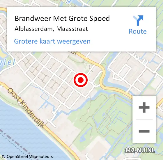 Locatie op kaart van de 112 melding: Brandweer Met Grote Spoed Naar Alblasserdam, Maasstraat op 11 augustus 2023 20:43