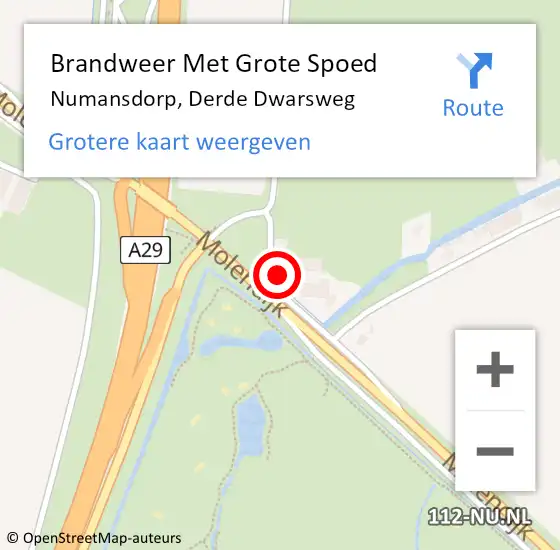 Locatie op kaart van de 112 melding: Brandweer Met Grote Spoed Naar Numansdorp, Derde Dwarsweg op 11 augustus 2023 20:51