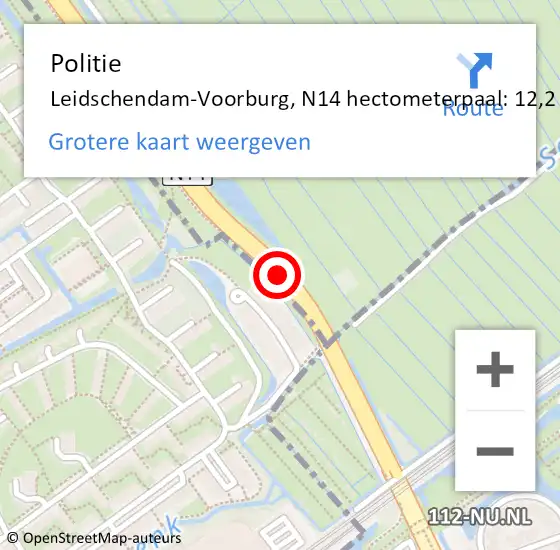 Locatie op kaart van de 112 melding: Politie Leidschendam-Voorburg, N14 hectometerpaal: 12,2 op 11 augustus 2023 21:00