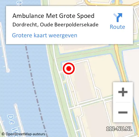 Locatie op kaart van de 112 melding: Ambulance Met Grote Spoed Naar Dordrecht, Oude Beerpoldersekade op 11 augustus 2023 21:20