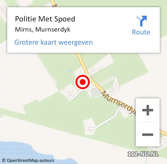 Locatie op kaart van de 112 melding: Politie Met Spoed Naar Mirns, Murnserdyk op 11 augustus 2023 21:25